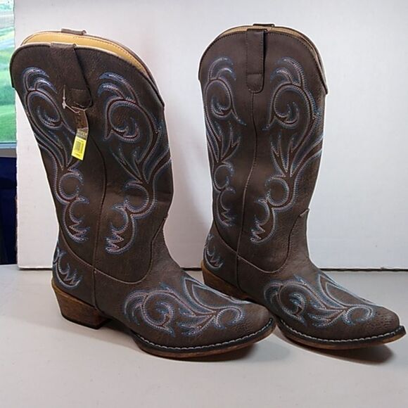 NWT Roper Cowgirl Boots women's 10 man-made materials Countrycore Granny Chic - Picture 1 of 9